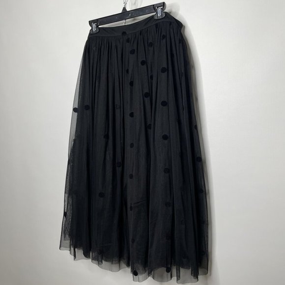 ASOS Midi Skirt Size 14 Black Flocked Polka Dot Tulle - Picture 4 of 5